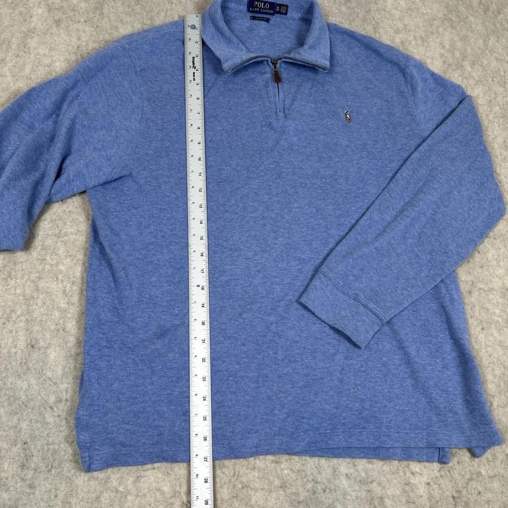 Polo Ralph Lauren Estate Rib 1/4 Zip Sweater Men's XL Blue Flesh‎ Pony